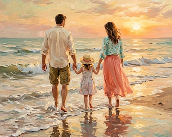 Custom Portrait Painting From Your Photo, Digital Family Oil Painting, Custom Couple Portrait, Personalized Print on Canvas Ready to Hang