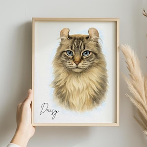 Custom Watercolor Cat Portrait, Dog Portrait From Photo, Pet Memorial Gift, Watercolor Pet Portrait, Dog Painting from Photo, Cat Lover Gift