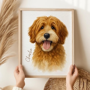 Custom Pet Portrait, Personalized Dog Illustration, Dog Cat Wall Art, Watercolor Pet, Pet Memorial Gift, Christmas Gift, Digital Pet Art