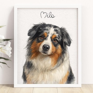 Pet Portrait Custom Dog Portrait Watercolor Pet Portrait Personalized Cat Dog Painting Mother&#39;s Day Gift Dog Memorial Watercolor Dog Gifts