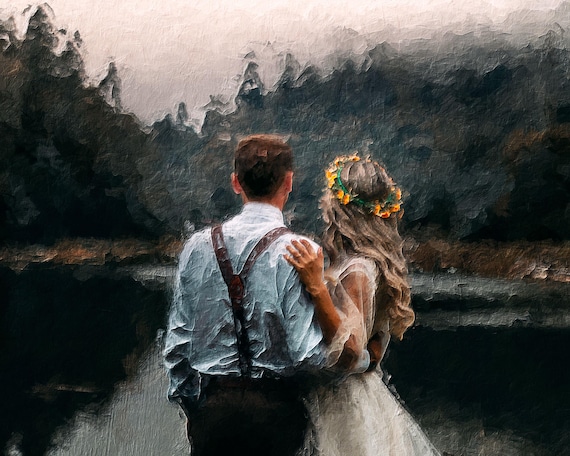 Portrait Painting From Photo, Custom Couple Portrait, Family Portrait From Photo, Custom Digital Oil Painting Print on Canvas Ready to Hang