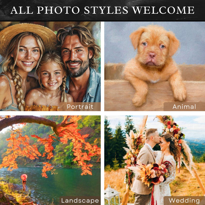 Custom Portrait Painting From Your Photo, Digital Family Oil Painting, Custom Couple Portrait, Personalized Print on Canvas Ready to Hang image 12