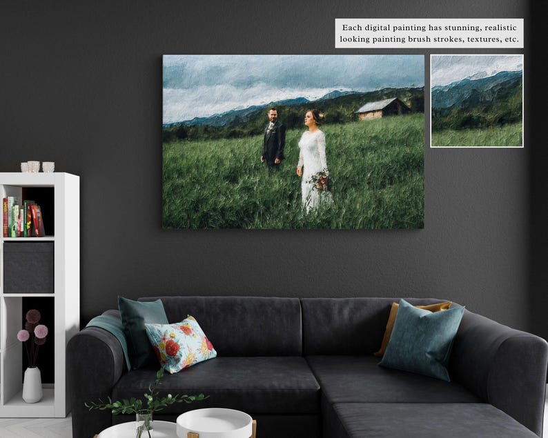 Portrait Painting From Photo, Custom Couple Portrait, Family Portrait From Photo, Custom Digital Oil Painting Print on Canvas Ready to Hang immagine 6