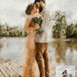 Portrait Painting From Photo, Custom Couple Portrait, Family Portrait From Photo, Custom Digital Oil Painting Print on Canvas Ready to Hang immagine 4