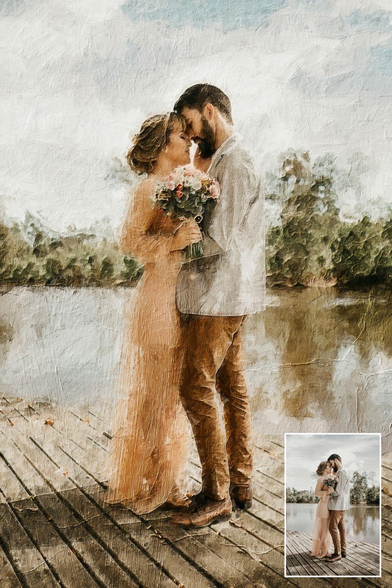 Portrait Painting From Photo, Custom Couple Portrait, Family Portrait From Photo, Custom Digital Oil Painting Print on Canvas Ready to Hang immagine 4