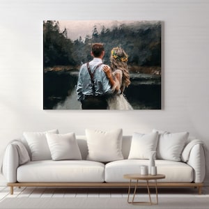 Portrait Painting From Photo, Custom Couple Portrait, Family Portrait From Photo, Custom Digital Oil Painting Print on Canvas Ready to Hang immagine 2