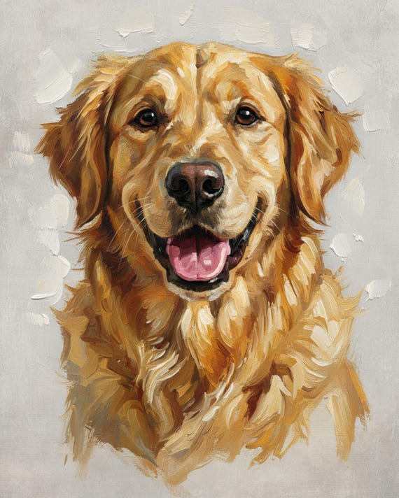 Custom Pet Portrait Custom Dog Painting From Photo Pet Memorial Gift Digital Oil Painting Printed on Canvas Cat Portrait Custom Dog Portrait