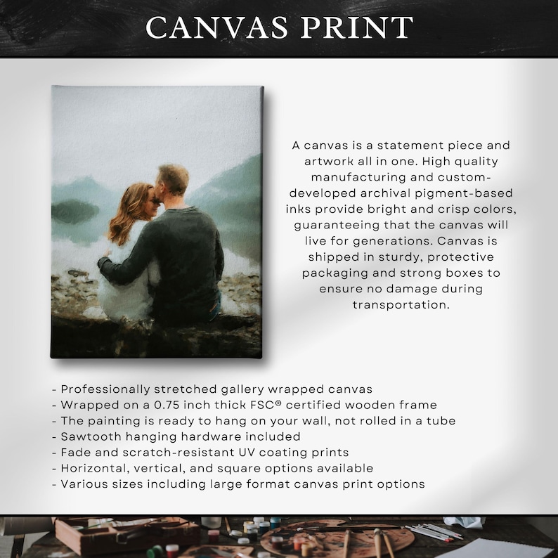 Custom Painting from Photo, Custom Landscape or Portrait Painting, Custom Birthday Gifts for Husband, Digital Oil Painting Printed on Canvas afbeelding 5