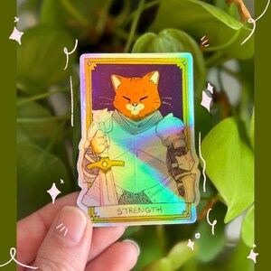 Stärke Tarot Katze Holographischer Sticker