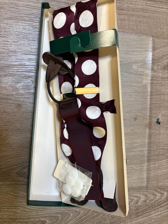 Vintage L'aiglon Burgundy Polka Dot Suspenders | Braces -new Old