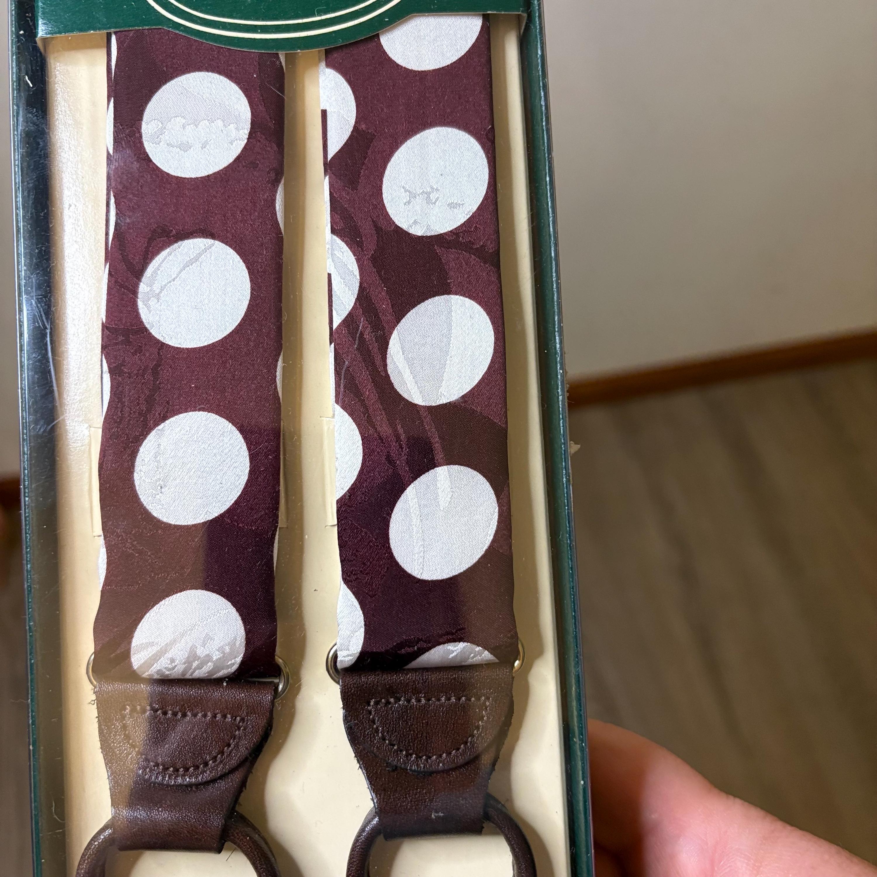 小物 L'AIGLON mesh suspender Vintage L'aiglon Burgundy Polka Dot Suspenders | Braces -new Old