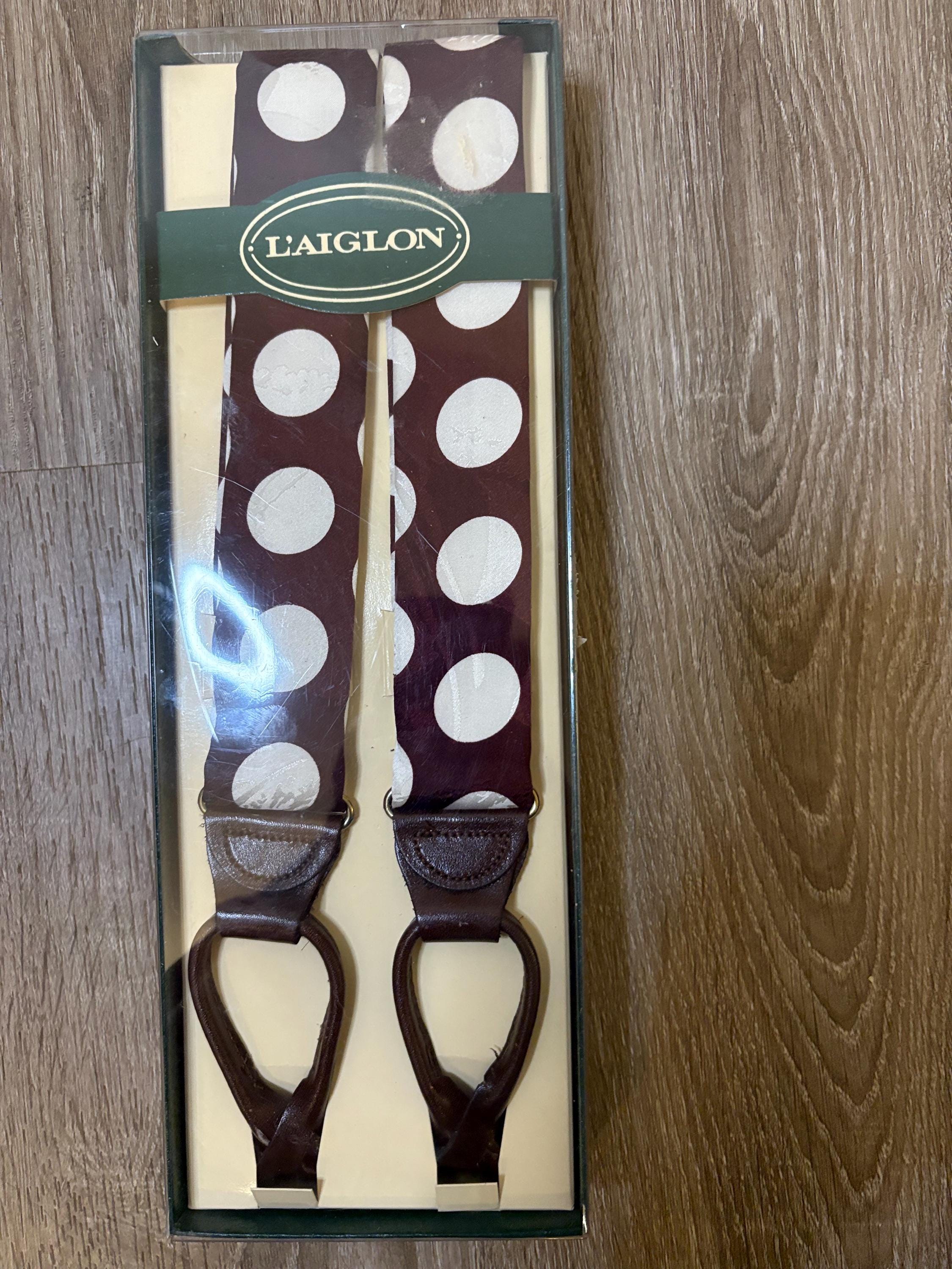 小物 L'AIGLON mesh suspender Vintage L'aiglon Burgundy Polka Dot Suspenders | Braces -new Old