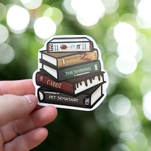 Stephen King Book Stack Sticker | Maine Author Sticker | Reading | Horror Lover | Thriller Reader