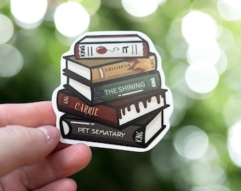 Stephen King Book Stack Sticker | Maine Author Sticker | Reading | Horror Lover | Thriller Reader