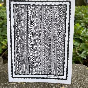 DODDLE DELUXE * bianco e nero - penna e inchiostro - arte originale di Dawn Kowal - Biglietto per tutte le occasioni - vuoto all'interno