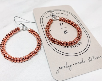 Copper beaded Hoop Earrings * Hoops * Day to Night * Occasion Wear * Funky Unique Fashionable Statement Jewelry