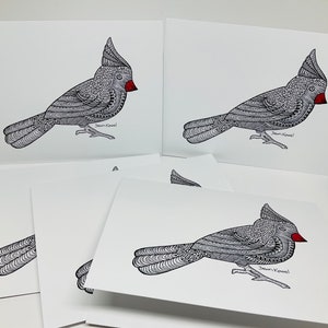 Papeterie Cardinal * Amoureux des oiseaux * Oiseau de l'État de Virginie * Cartes de correspondance vierges * Art unique * Doodles plume et encre * Cartes de rétablissement