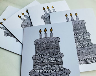 Celebratory Stationery * Birthday Anniversary Cake Design * Any celebration occasion * Send Love and Congratulations with this fun card