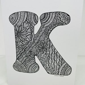 Tarjetas de notas iniciales "K" * Letra K * Tarjetas de notas en blanco * Gracias * Regalo de amigo * Sr. o Sra. K