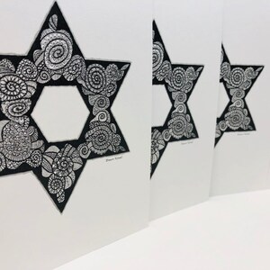 Notitiekaarten Davidster * Magen David * Blanco briefpapier * Joods symbool * Bar Bat Mitswa * Feestdagen * Shabbat Shalom