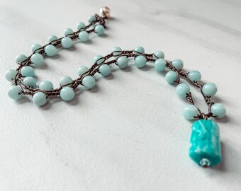 Unique Necklace Seafoam green Amazonite beads * Gorgeous Stone Pendant * One of a kind * 17" long * Perfect for Gift Giving