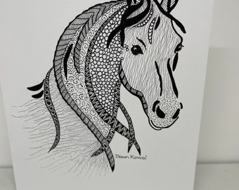 Horse Art * Equestrian Lovers * Horse Note cards * Pen and ink * Original Art by Dawn Kowal * Stationery Pen Pal