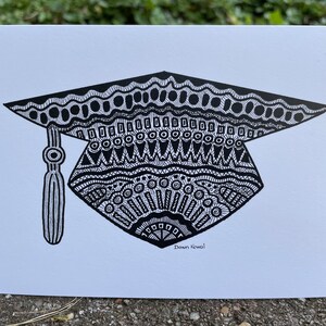 AFSTUDEREN Notitiekaarten * zwart en wit - pen en inkt - originele kunst van Dawn Kowal - Alle gelegenheidskaart - blanco binnenin