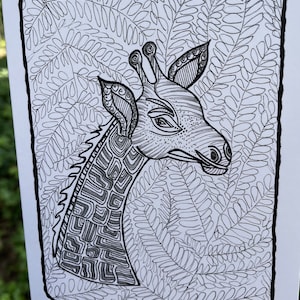 Giraffe Notecards * bianco e nero - penna e inchiostro - arte originale di Dawn Kowal - Biglietto per tutte le occasioni - interno vuoto