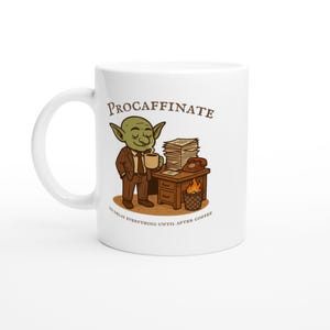 Taza de café Procaffinate de 325 ml / Taza de cerámica con diseño de duende de oficina