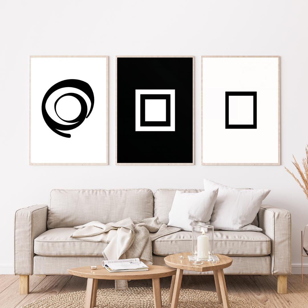 Black and White Minimalist Art Prints, Set of 3 (digital Download) - Etsy
