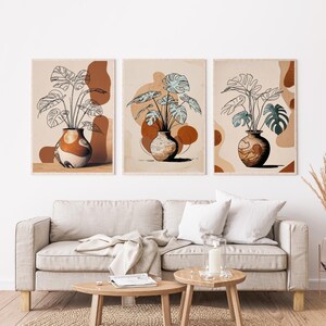 Juego de 3 impresiones, obra de arte digital de jarrones, decoración de pared para habitación infantil, juego de 3 impresiones para sala de estar, decoración de dormitorio, impresiones digitales de descarga