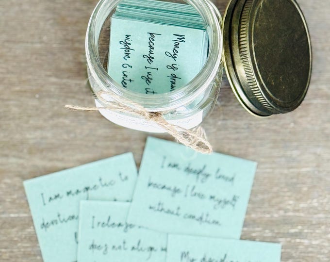 Affirmations Jar | Positive Affirmation Jar Gift | Daily Affirmations | Self Love Gift | Mental Health Gift | Glow Up Girl Jar