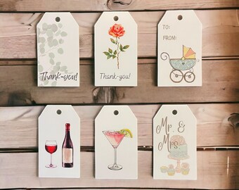 All Occasion Gift Tags | Birthday, Wedding, Holiday, Thank You, Party Favor Labels | Handmade Gift Tags, Greeting, Baby Shower, Bridal