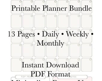 Printable Planner PDF Bundle Daily Weekly Monthly Schedule Goal Budget Organizer Minimalist Productivity Instant Download Worksheets