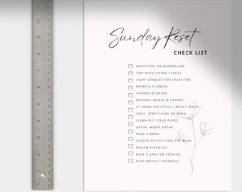 Sunday Reset Clean Checklist.pdf Sunday Reset Printable Checklist – Minimalist Planner Template, Digital ...