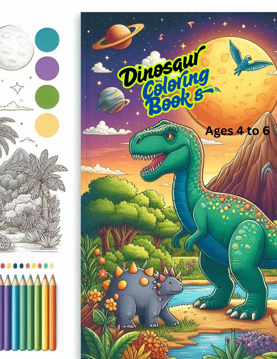 Fun Dinosaur Coloring Book for Kids – 59 Pages – Printable Digital ...