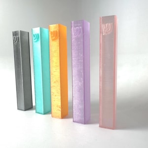 Translucent Brightly Colored Mezuzah with Klaf (scroll) 3D Printed for Home, School, College Dorm Room, or Office CHEAP