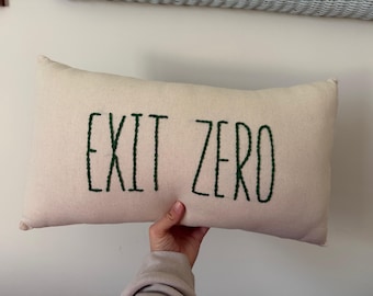 EXIT 0 Embroidered Pillow
