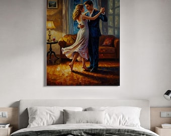 Ingelijst canvas kunstwerk, romantisch dansend paar, ingelijst canvas kunst, woonkamer wanddecoratie, ballroomdans canvas, geliefden wanddecoratie, huisdecoratie