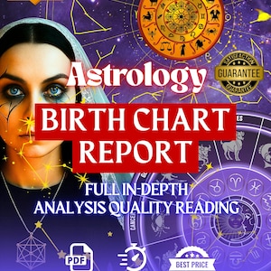 Rapport du thème natal, Lecture du thème natal, Rapport détaillé, Lectures d'astrologie, Rapport d'analyse du thème natal, Cadeau astrologique, Précis, Authentique