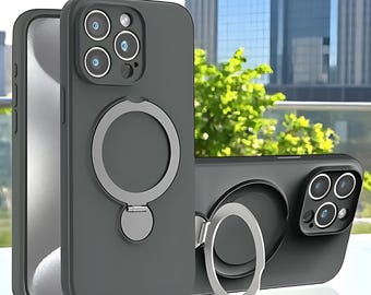 Funda de silicona líquida MagSafe para iPhone con soporte: Parachoques magnético a prueba de golpes