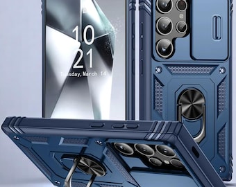 Funda a prueba de golpes para Samsung S24: soporte de anillo, ranura para tarjetas y agarre híbrido