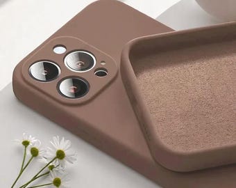 Funda de silicona líquida suave para iPhone: cubierta de color sólido a prueba de golpes