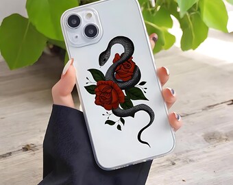 Funda para iPhone con diseño de flor de serpiente: suave, fina y transparente