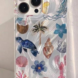 Funda Ocean para iPhone: TPU con elementos marinos - Antihuellas