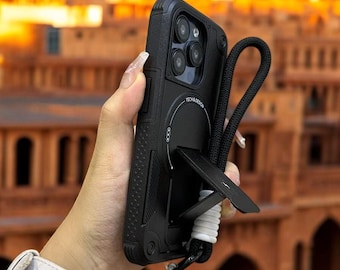 Funda MagSafe para iPhone: Funda magnética a prueba de golpes con correa para la muñeca