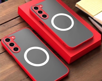 Funda magnética mate antigolpes: Samsung S20-S25, Serie A, Note - Carga inalámbrica