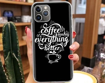 Coffee Print iPhone Case: Watercolor Drink Design, Soft TPU