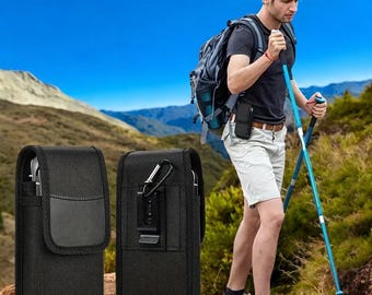 Estuche de nailon para teléfono con cinturón: universal, 7,5" y doble bolsillo