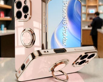 Funda de lujo con soporte de anillo magnético para iPhone 17, 16, 15, 14 y 13 Pro Max Plus